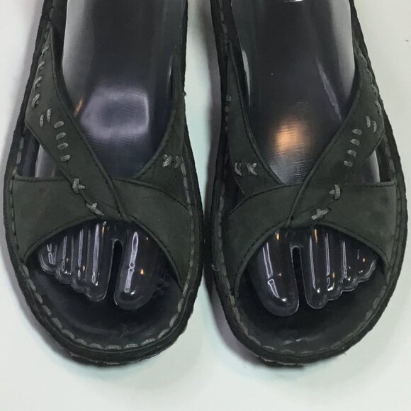 Keen Cush Olive Leather Open Toe Slide Sandal Women's Size 8 Leather Footbed - Picture 5 of 9